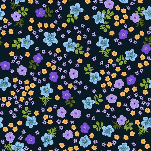 Vintage pattern in simple flowers of buttercup. Floral seamless background for romantic country wedding, textile, covers, manufacturing, wallpapers, print, gift wrap - Vektor, obrázek