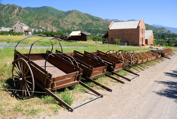 Відображення мормонів поселенець ручні візки спадщина парку в штаті Юта - Фото, зображення