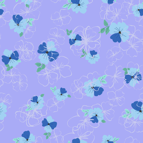 Seamless plants pattern with antique folk flowers. Shabby chic style millefleurs. Floral background for textile, wallpaper, covers, surface, print, wrap, scrapbooking, decoupage - Vettoriali, immagini