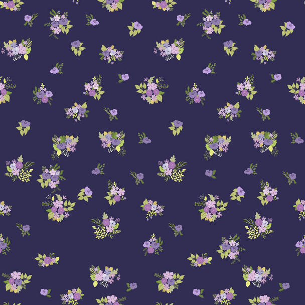 Seamless plants pattern with antique folk flowers. Shabby chic style millefleurs. Floral background for textile, wallpaper, covers, surface, print, wrap, scrapbooking, decoupage - Vektor, kép