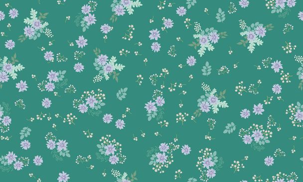 Seamless plants pattern with antique folk flowers. Shabby chic style millefleurs. Floral background for textile, wallpaper, covers, surface, print, wrap, scrapbooking, decoupage - Wektor, obraz