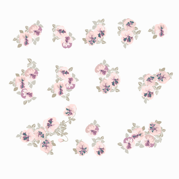 Elegant gentle trendy pattern in small-scale flowers. Millefleurs floral seamless background for textile, cotton fabric, covers, manufacturing, wallpapers, print, gift, scrapbooking. - Vektor, obrázek