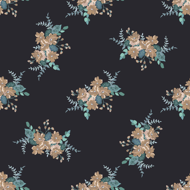 Simple seamless floral pattern with bright colorful small flowers. Trendy millefleurs. Elegant template for fashion prints - Vecteur, image