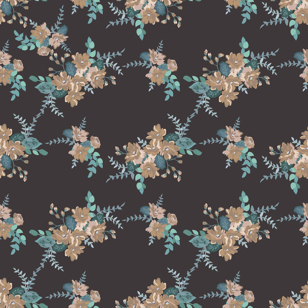 Simple seamless floral pattern with bright colorful small flowers. Trendy millefleurs. Elegant template for fashion prints - Vektor, Bild