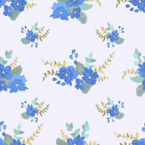 Simple seamless floral pattern with bright colorful small flowers. Trendy millefleurs. Elegant template for fashion prints - Wektor, obraz