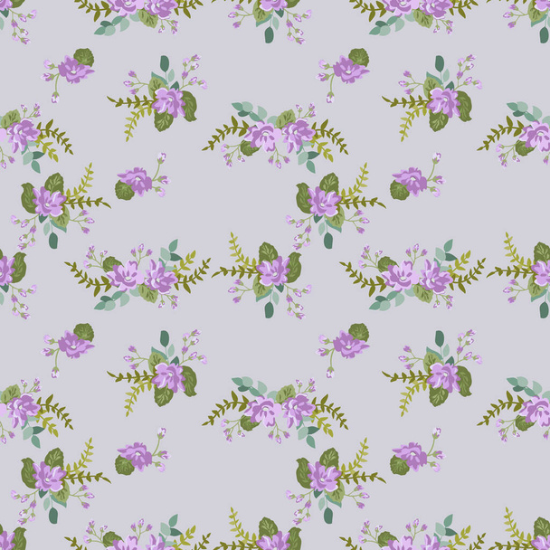 Simple seamless floral pattern with bright colorful small flowers. Trendy millefleurs. Elegant template for fashion prints - Vettoriali, immagini