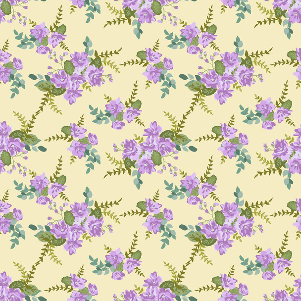 Simple seamless floral pattern with bright colorful small flowers. Trendy millefleurs. Elegant template for fashion prints - Vektori, kuva
