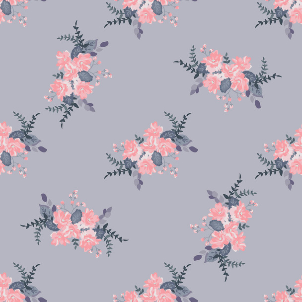 Simple seamless floral pattern with bright colorful small flowers. Trendy millefleurs. Elegant template for fashion prints - Vektori, kuva