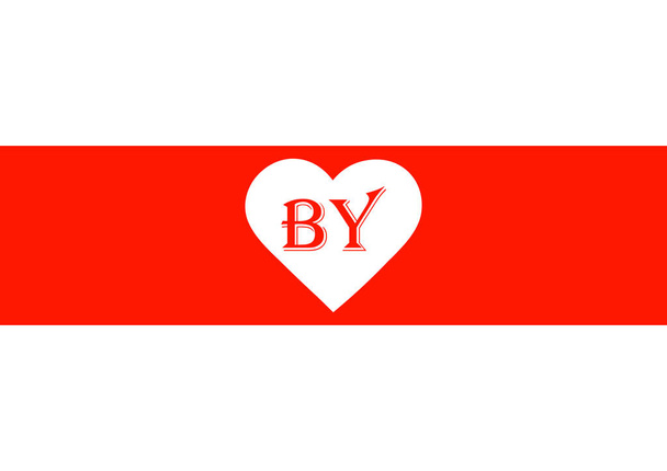 Flag of Belarus with a heart symbol in white and red colors. - Vector, Image