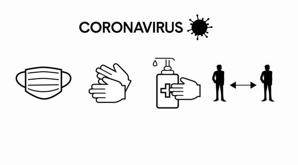 Vector Isolated Coronavirus Prevention Icon Set - Vector, Image