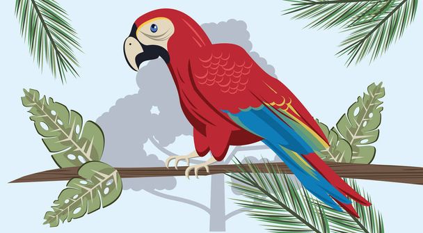 vad trópusi papagáj madár a dzsungelben jelenet - Vektor, kép