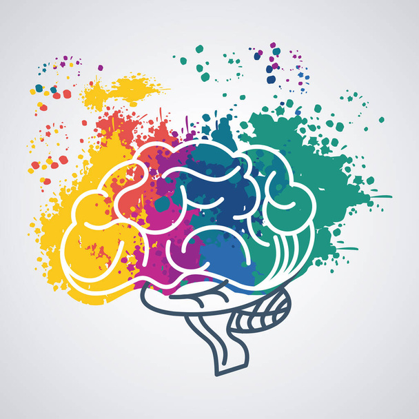 šablona síly mozku s barevnými skvrnami - Vektor, obrázek