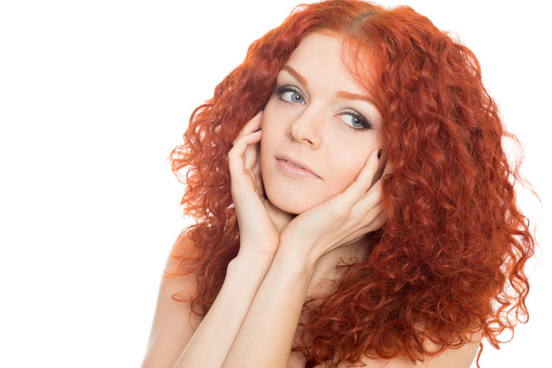Young woman with curly red hair - Foto, Imagem