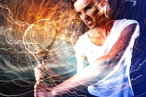 παίκτης του τένις με αστραπές - Φωτογραφία, εικόνα