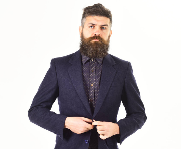 Strong confident pose bearded attractive stylish man - Fotoğraf, Görsel
