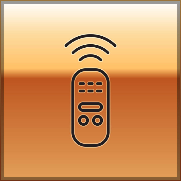 Ligne noire Smart icône du système de télécommande isolé sur fond doré. Concept d'Internet des objets avec connexion sans fil. Vecteur. - Vecteur, image