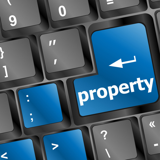 property message on keyboard enter key, to illustrate the concepts of copyright - Photo, Image