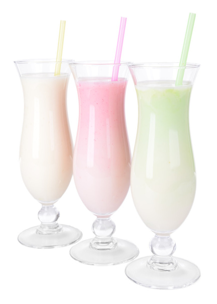 Milk shakes isolated on white - 写真・画像