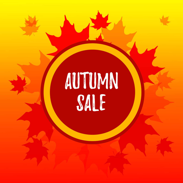 Banner de venta cuadrada de otoño con hojas de arce. Lugar para el texto. Ilustración vectorial - Vector, Imagen