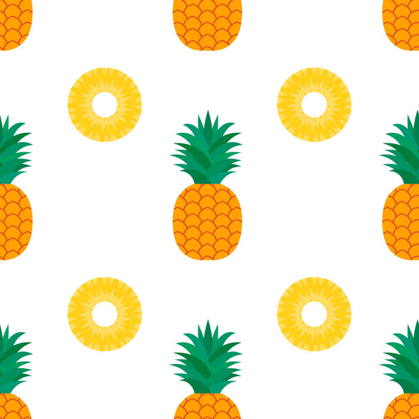 Pineapple on white background. Vector flat illustration. Seamless pattern. - Vettoriali, immagini
