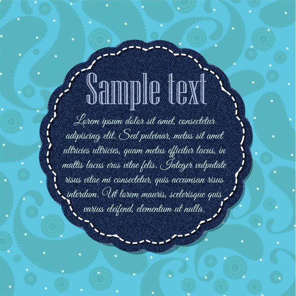 Denim medallion, jeans frame tamplate with paisley pattern - Vector, Image