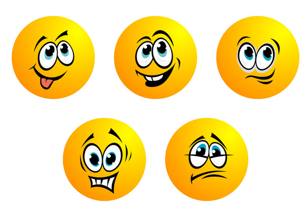 fünf niedliche gelbe Vektor-Emoticons - Vektor, Bild