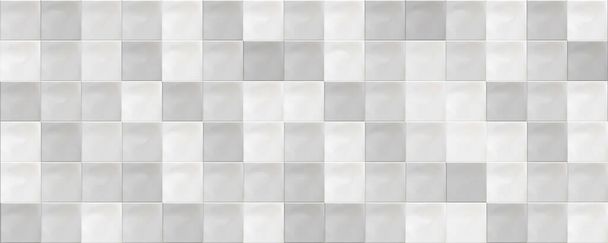 Classic ceramic grey mosaic wall tiles background. Grey mosaic tile texture. - Vector, Image