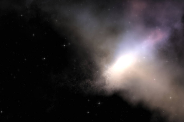 Πεδίο αστεριών στο διάστημα γαλαξία με πολύχρωμο νεφέλωμα. Sci fi φόντο του βαθιού διαστήματος. Αιθέριο ταπετσαρία. - Φωτογραφία, εικόνα