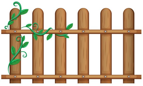 ένα ξύλινο φράχτη με φυτά αμπέλου - Διάνυσμα, εικόνα