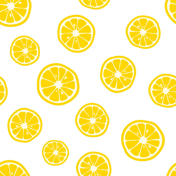 Lemon slices pattern. Citrus background Vector illustration. - Vektör, Görsel