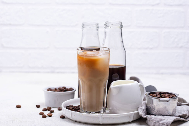 Cold brew coffee with ice and milk - Foto, Imagem