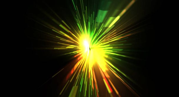 Futuristic lens flare. Light explosion star with glowing particles and lines. Beautiful abstract rays background. - Photo, image