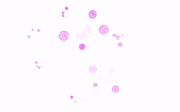 Luz Púrpura vector fondo abstracto con flores, rosas. Nueva ilustración a color con flores. Patrón colorido para libros infantiles. - Vector, imagen