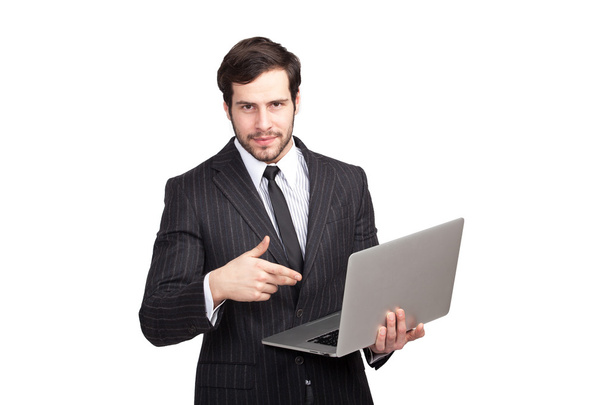 confident elegant man with a laptop - Foto, Imagen