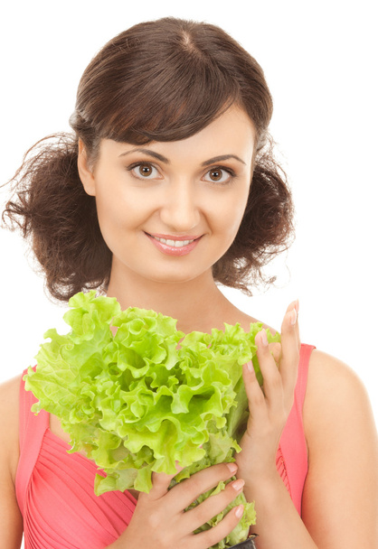 Woman with lettuce - Valokuva, kuva