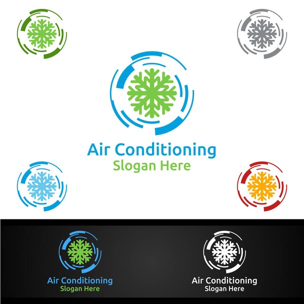 Χιόνι Κλιματισμός και Θέρμανση Υπηρεσίες Logo Design - Διάνυσμα, εικόνα