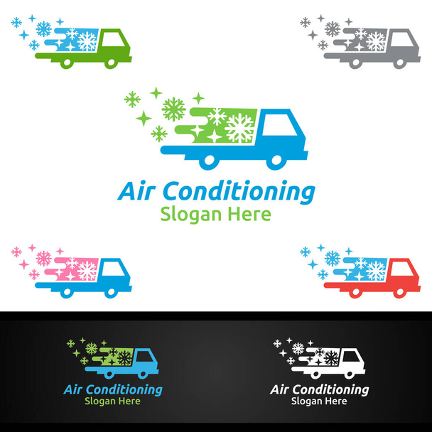 Σνόου αυτοκινήτου Κλιματισμός και Θέρμανση Υπηρεσίες Λογότυπο - Διάνυσμα, εικόνα