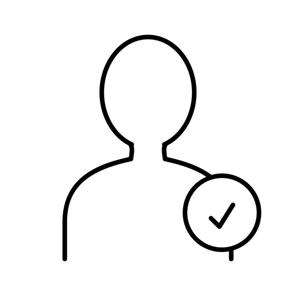 Homme utilisateur Check icône de compte sur fond blanc, illustration vectorielle - Vecteur, image
