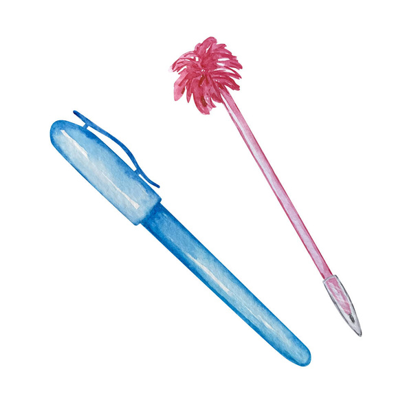 Aquarell zwei Kugelschreiber geschlossen - Foto, Bild