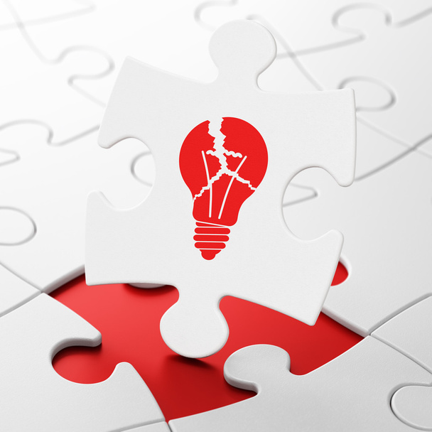 Business concept: Light Bulb on puzzle background - Zdjęcie, obraz