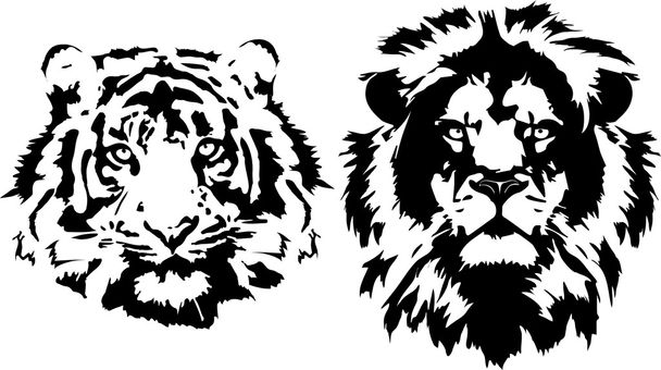 León y cabeza de tigre
 - Vector, Imagen