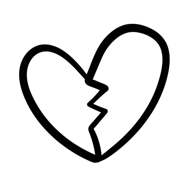 corazón amor roto dibujo trabajo arte silueta estilo - Vector, imagen