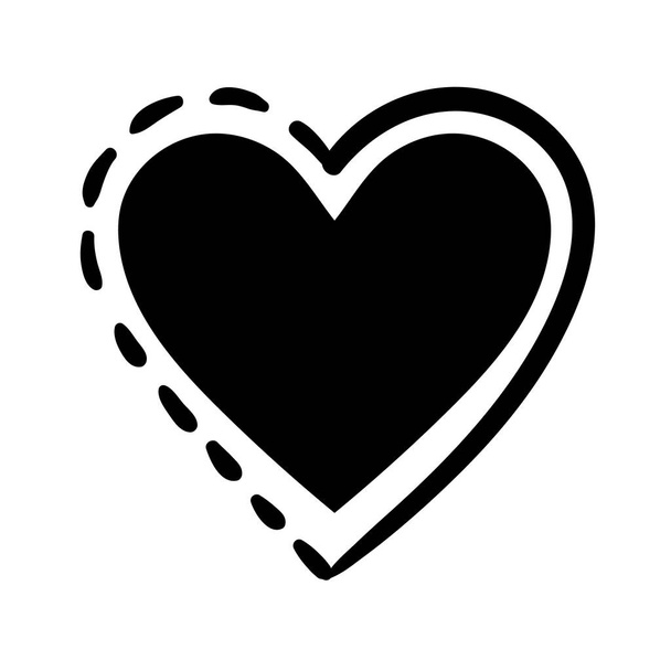 coeur amour peint avec frontière travail art silhouette style icône - Vecteur, image