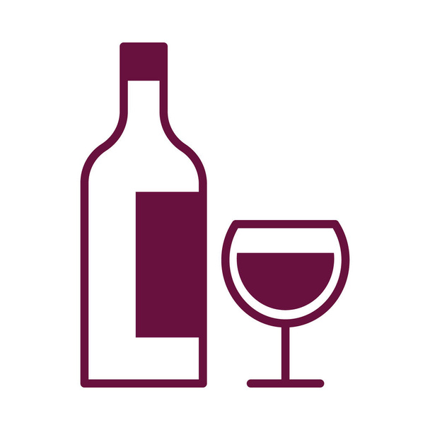 wine cup drink and bottle line style icon - Вектор, зображення