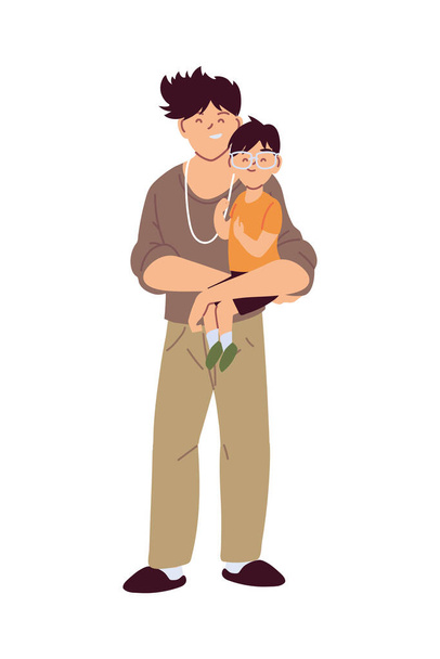 Desenho vetorial de desenhos animados pai e filho
 - Vetor, Imagem