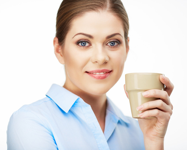 Business woman hold coffee cup - Zdjęcie, obraz