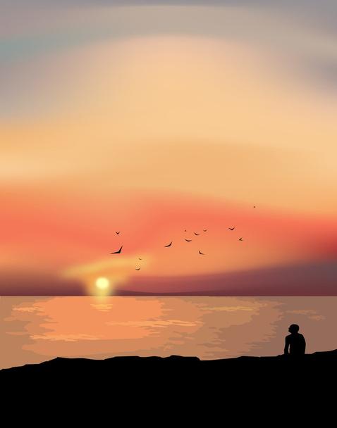 Zachód słońca - Wektor, obraz