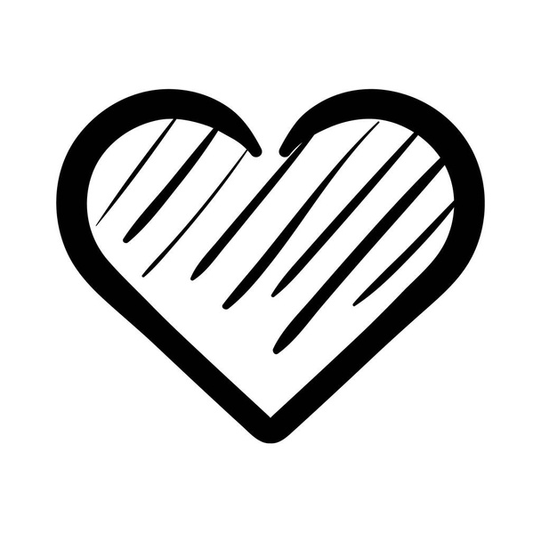 heart love with stripes work art silhouette style - Vector, Image