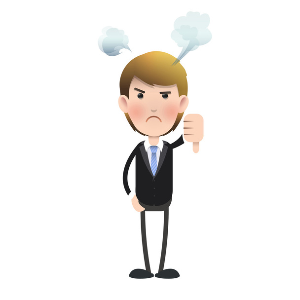 Unhappy businessman with his thumb down over isolated background. Vector design. - Vector, Image