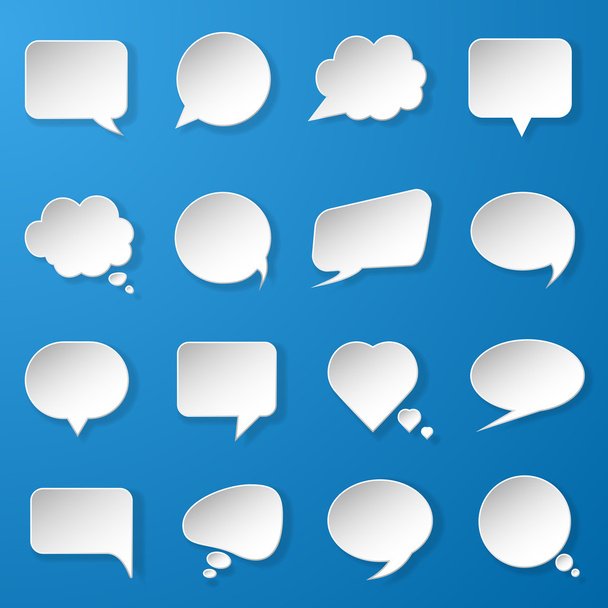 Modernas burbujas de voz de papel sobre fondo azul para web, bann
 - Vector, Imagen